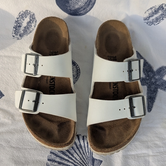 Birkenstock Shoes - Birkenstock White Arizona Two-Strap Sandals